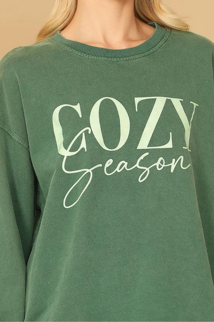 Long Sleeve Cozy Season Print Top