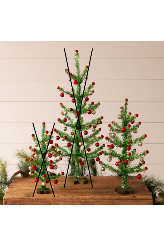 Vintage Christmas Trees with Ornaments "MEDIUM"