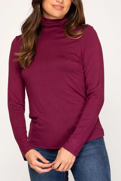 Mock Neck Long Sleeves Jersey Knit Top