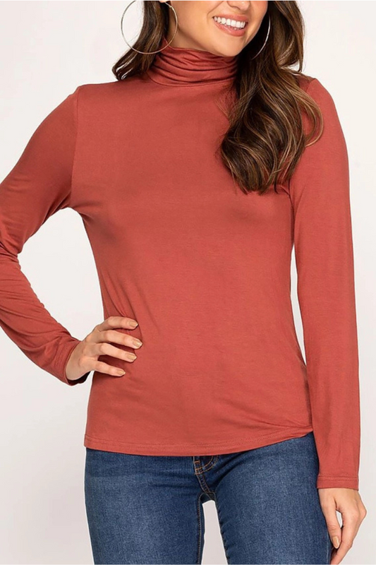 Mock Neck Long Sleeves Jersey Knit Top