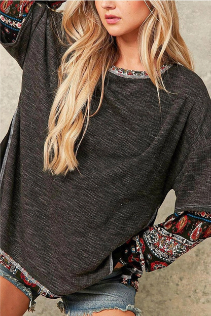 Boho Rib Reverse Stitch Top