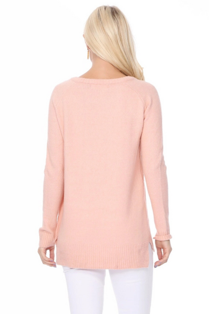 Cozy Heart Jacquard Round Neck Pullover Sweater