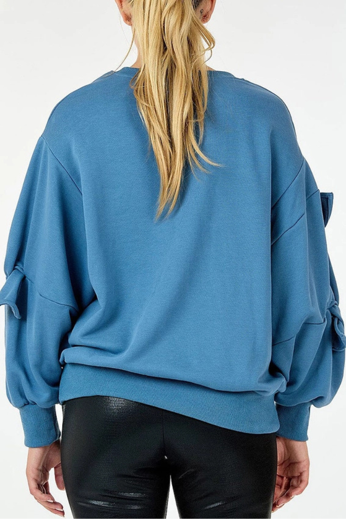 Solid Detail Long Sleeve Pullover Sweater