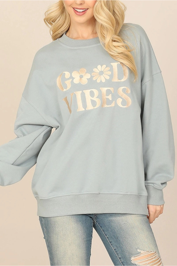 Sweatshirt Good Vibes Print Top