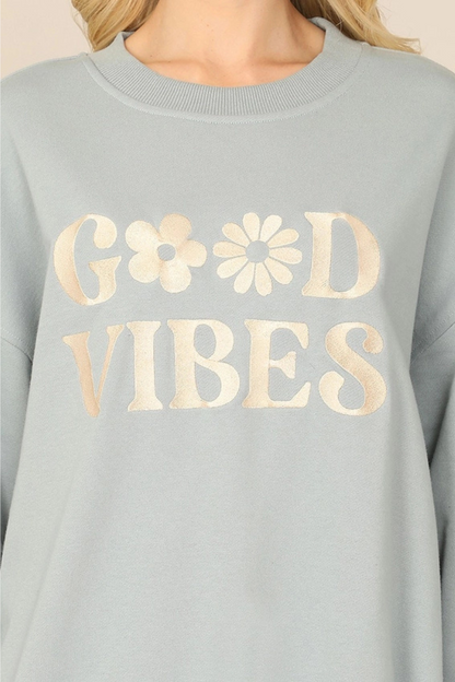 Sweatshirt Good Vibes Print Top