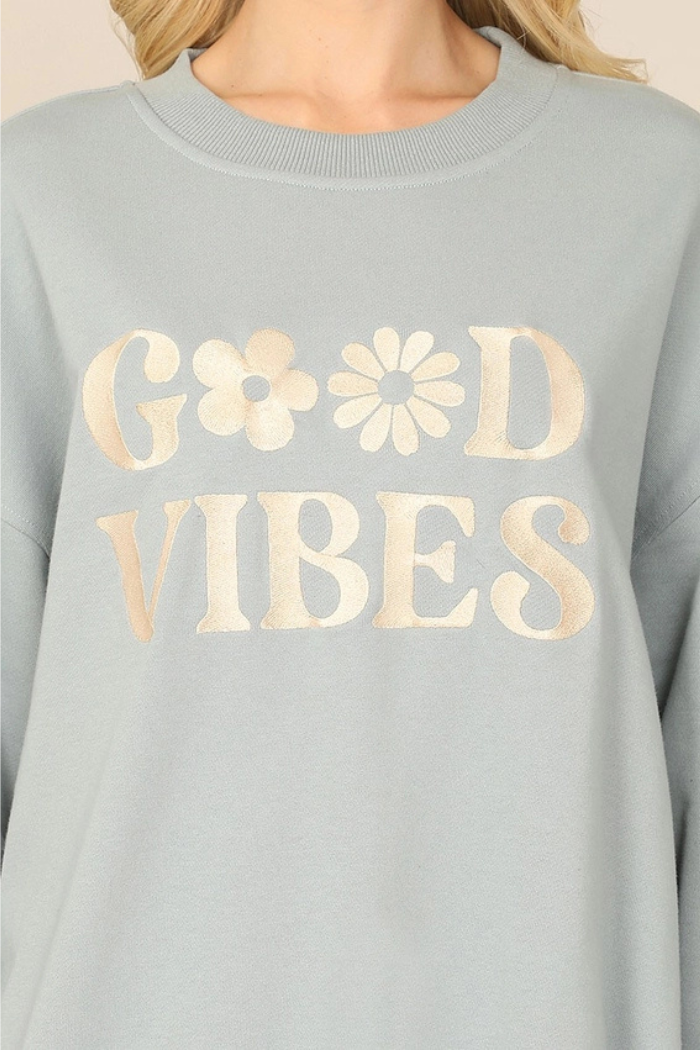 Sweatshirt Good Vibes Print Top