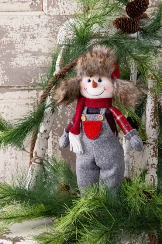 Snowman - Standing, Overalls and Fur Hat