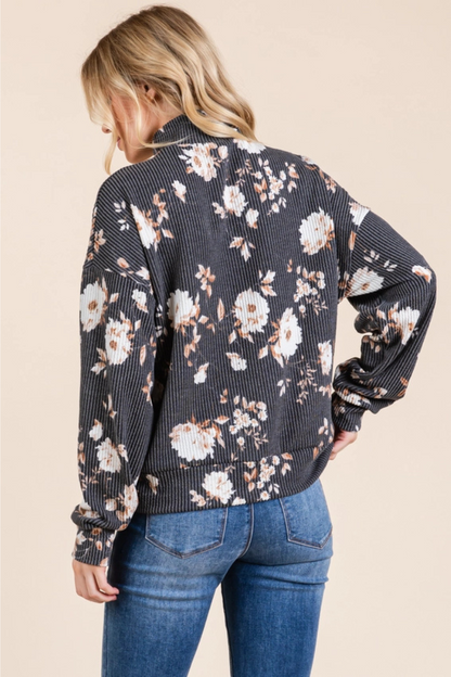 Floral 1/4 Zip Top