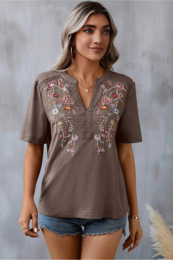 Embroidered Patchwork Lace Top