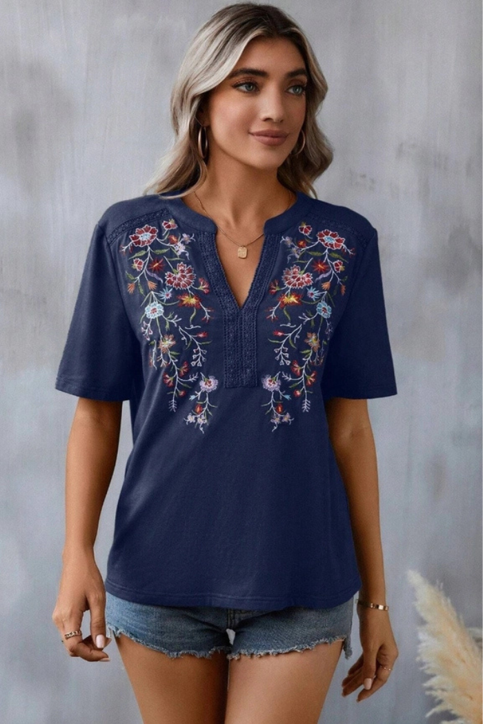 Embroidered Patchwork Lace Top