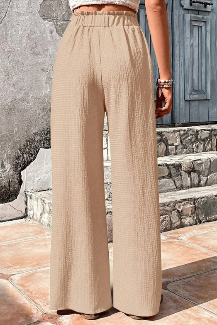 Casual Bubble Plaid Wide-Leg Pants