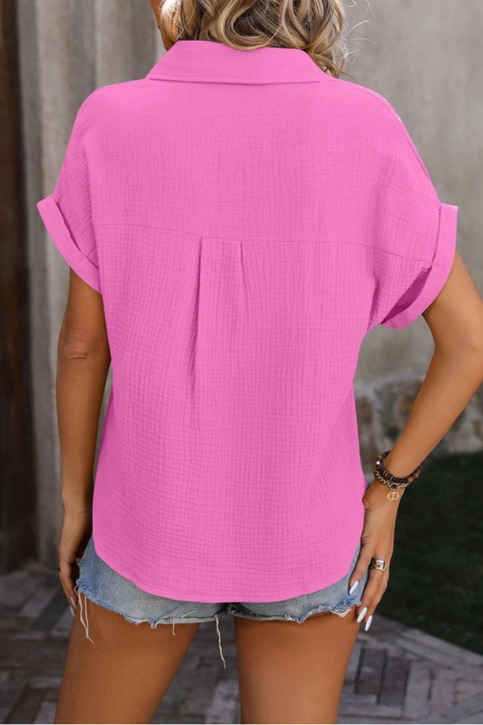 Open Front Short Sleeved Shirt Top