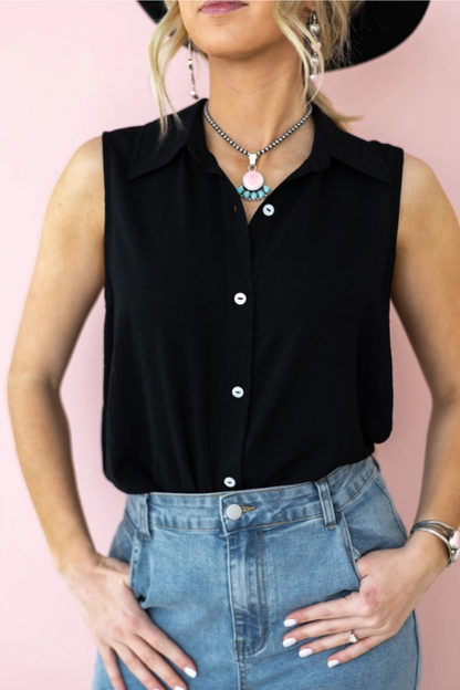 Button Down Woven Blouse Top