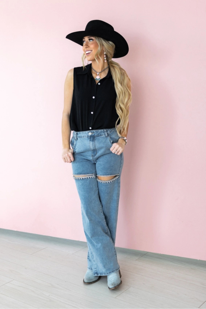 Button Down Woven Blouse Top
