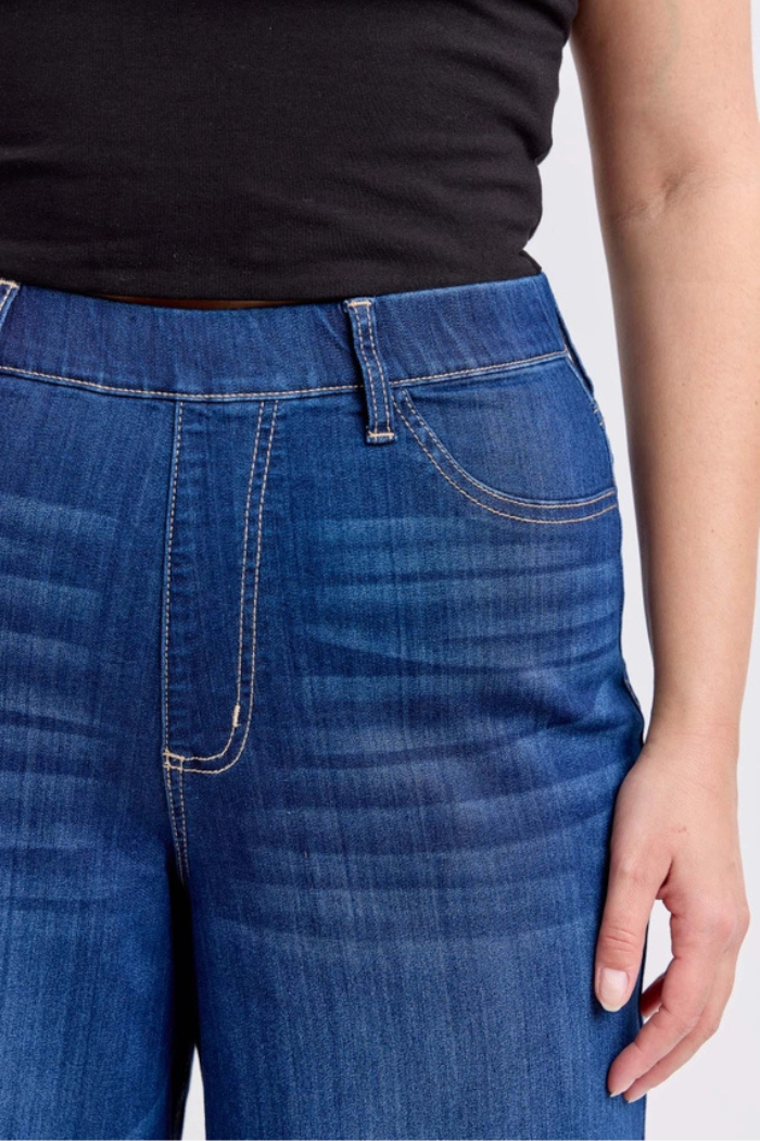 Plus Comfort Dark High Rise Pull-On Wide Leg