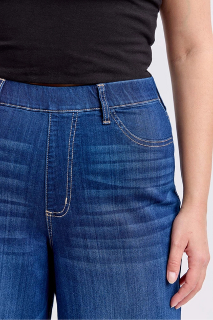 Plus Comfort Dark High Rise Pull-On Wide Leg