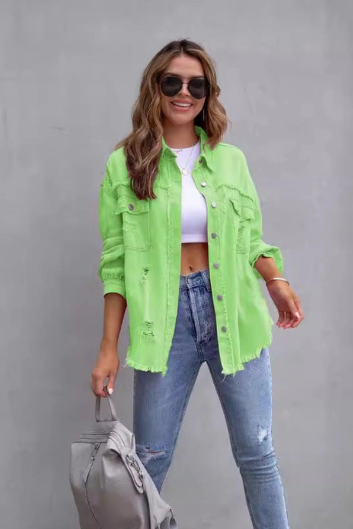 Ripped Loose Denim Jacket