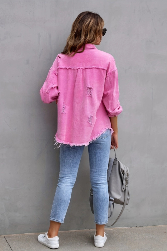 Ripped Loose Denim Jacket