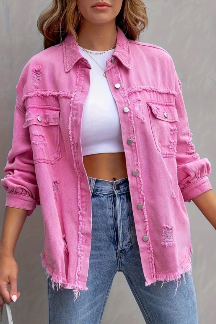 Ripped Loose Denim Jacket