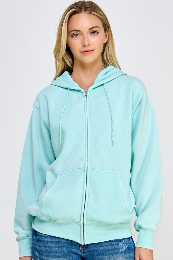 Fleece Burn Out Boyfriend's Oversized Zip Up