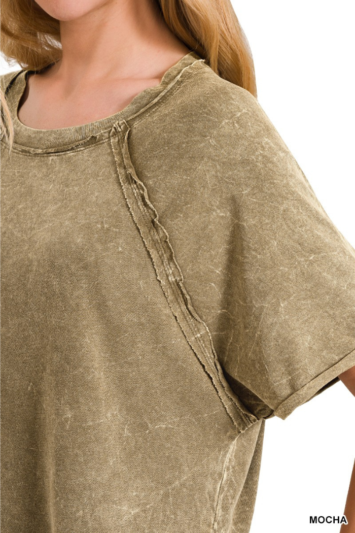 Crinkle Washed Raglan Tee