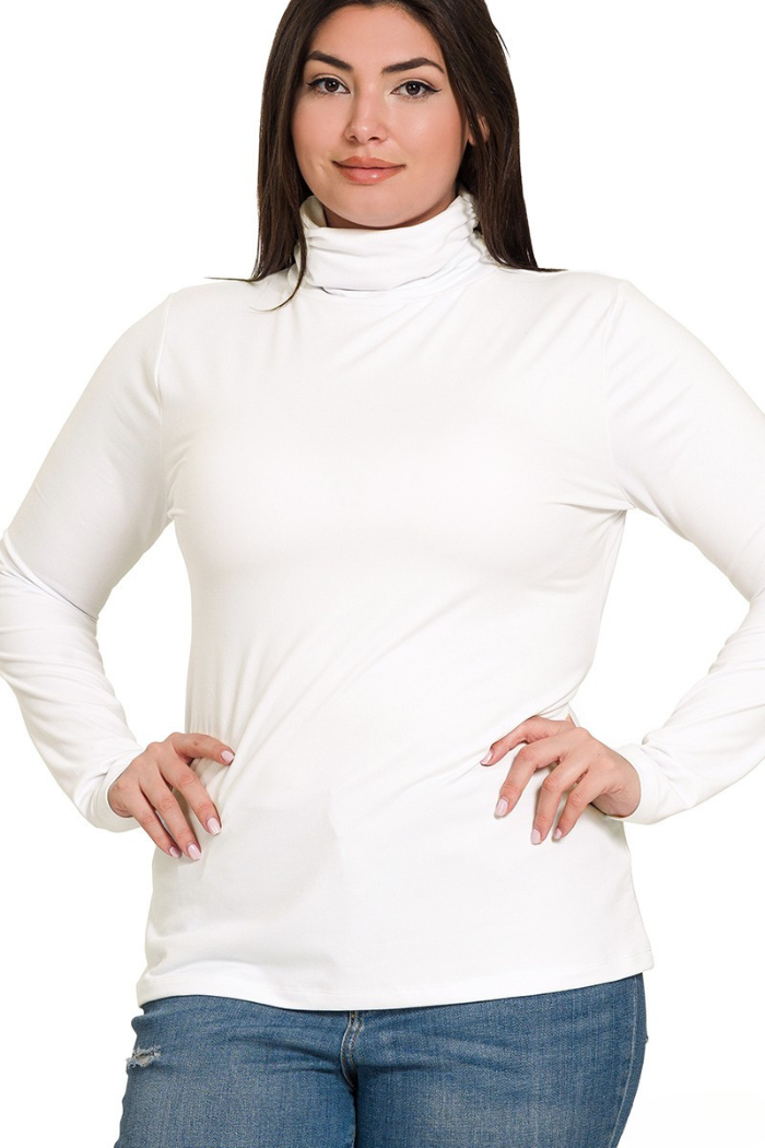 Plus Premium Microfiber Mock Neck Top