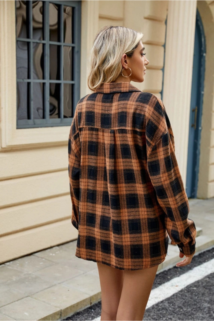 Striped Plaid Button-Up Shirt