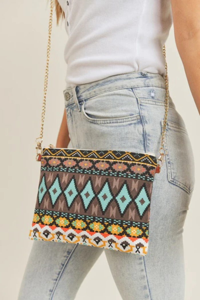 Aztec Pattern Wristlet Crossbody