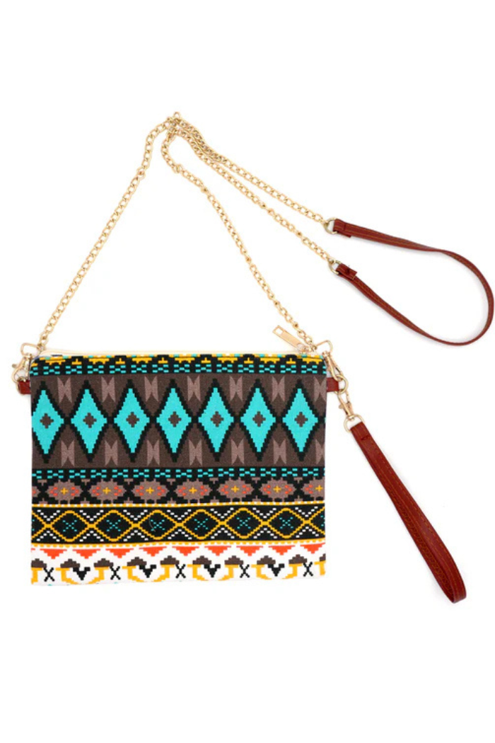 Aztec Pattern Wristlet Crossbody