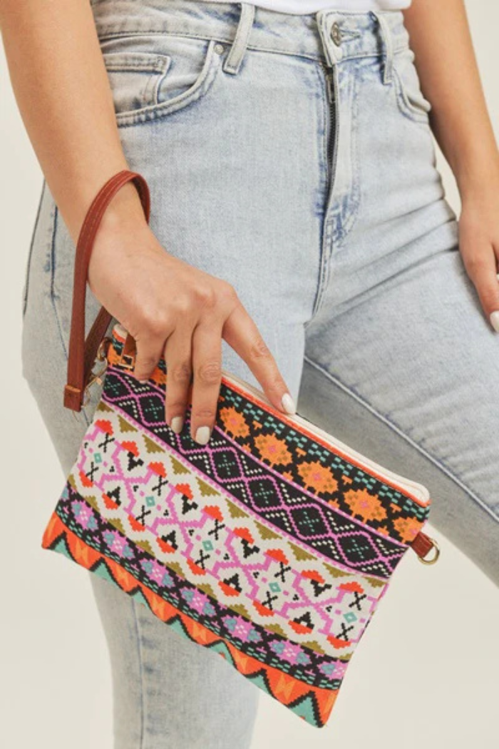Aztec Pattern Wristlet Crossbody
