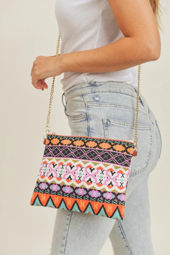 Aztec Pattern Wristlet Crossbody