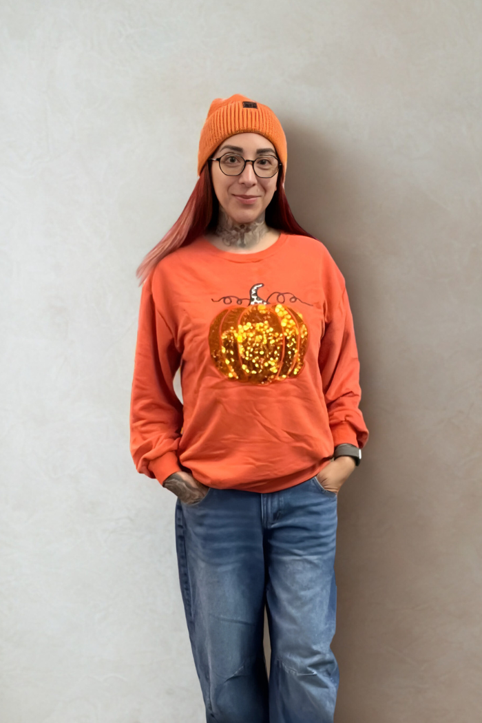 Fall Pumpkin Sequin Sweatshirt