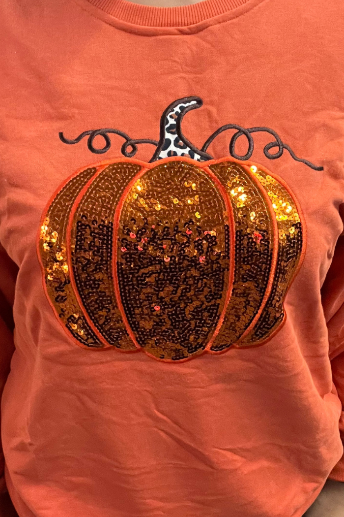 Fall Pumpkin Sequin Sweatshirt