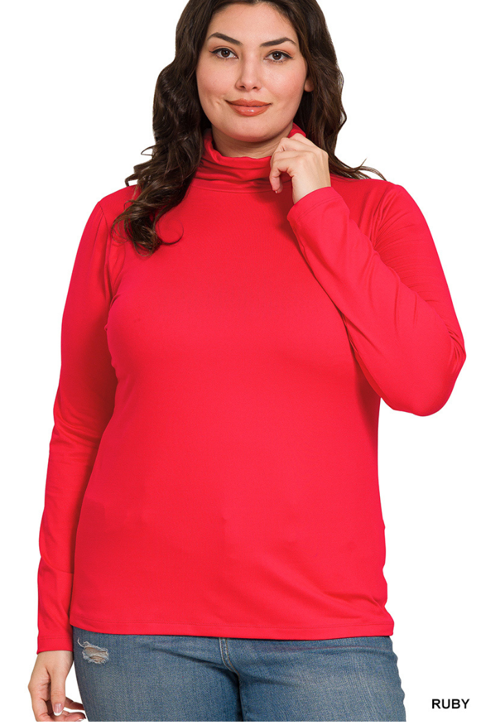 Plus Premium Microfiber Mock Neck Top