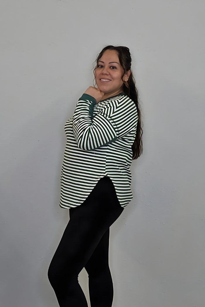 Striped Thumbhole Long Sleeve Top