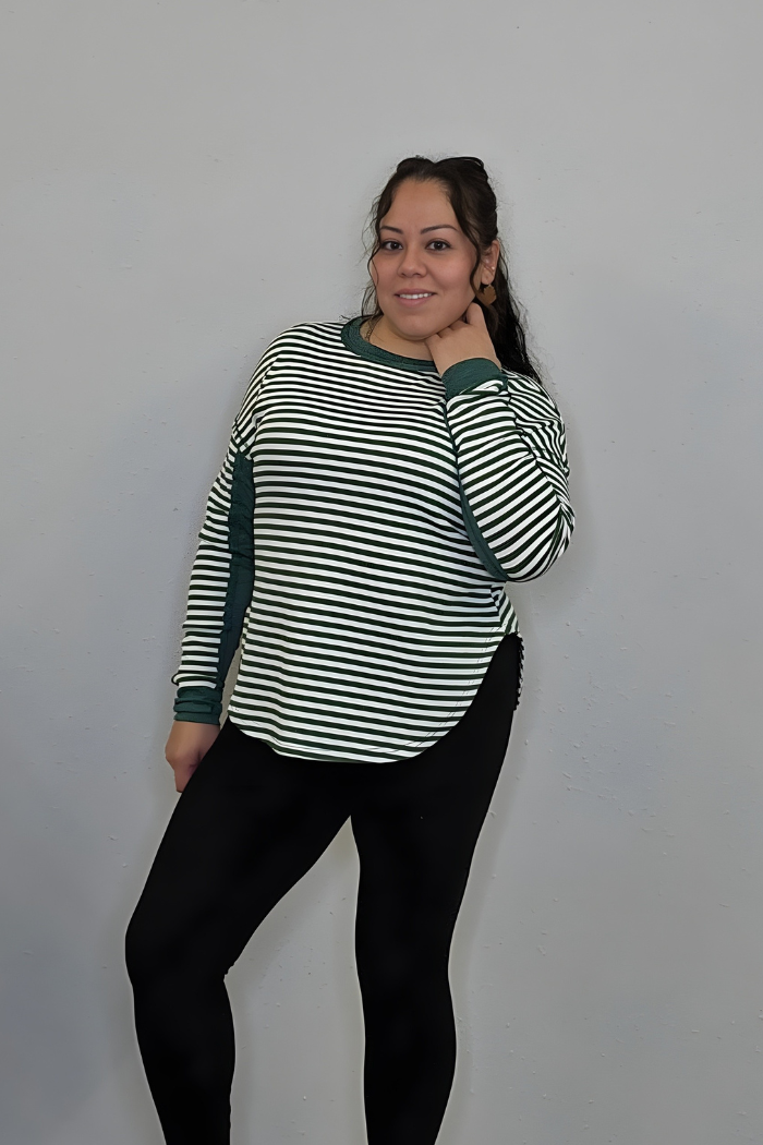 Striped Thumbhole Long Sleeve Top