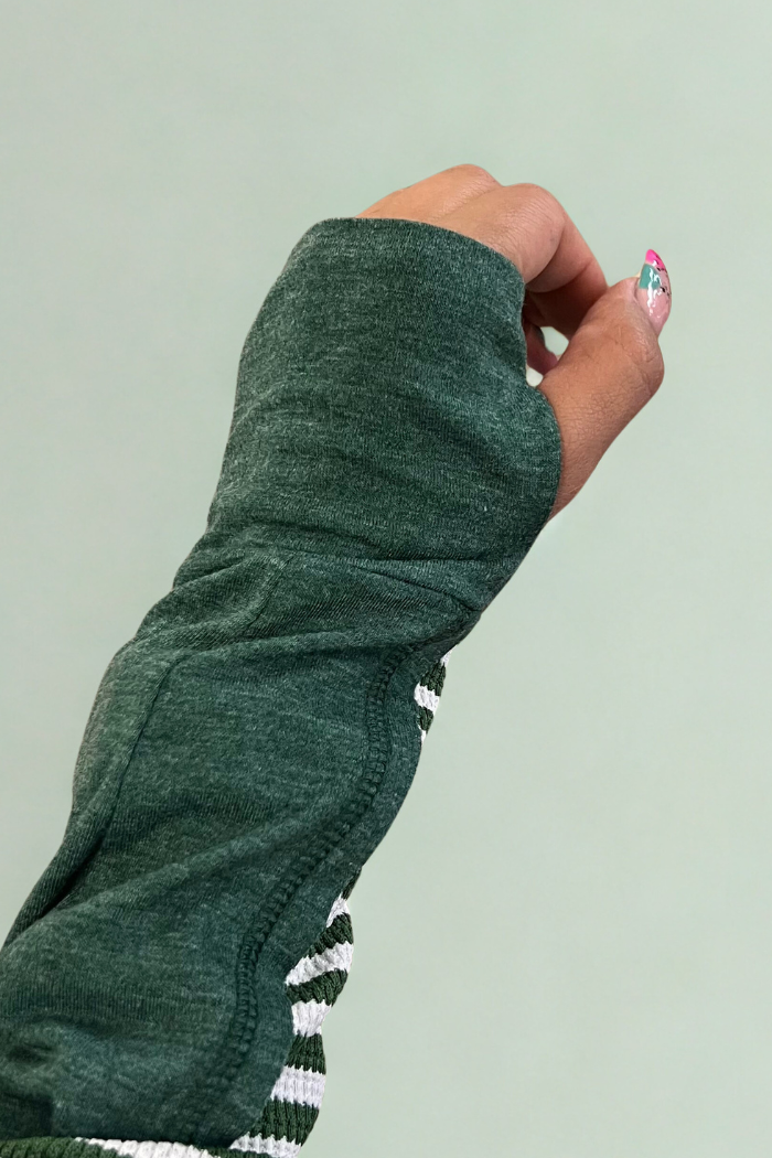 Striped Thumbhole Long Sleeve Top