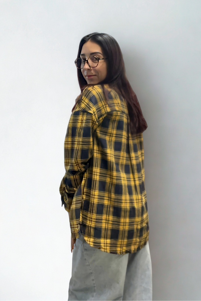 Striped Plaid Button-Up Shirt