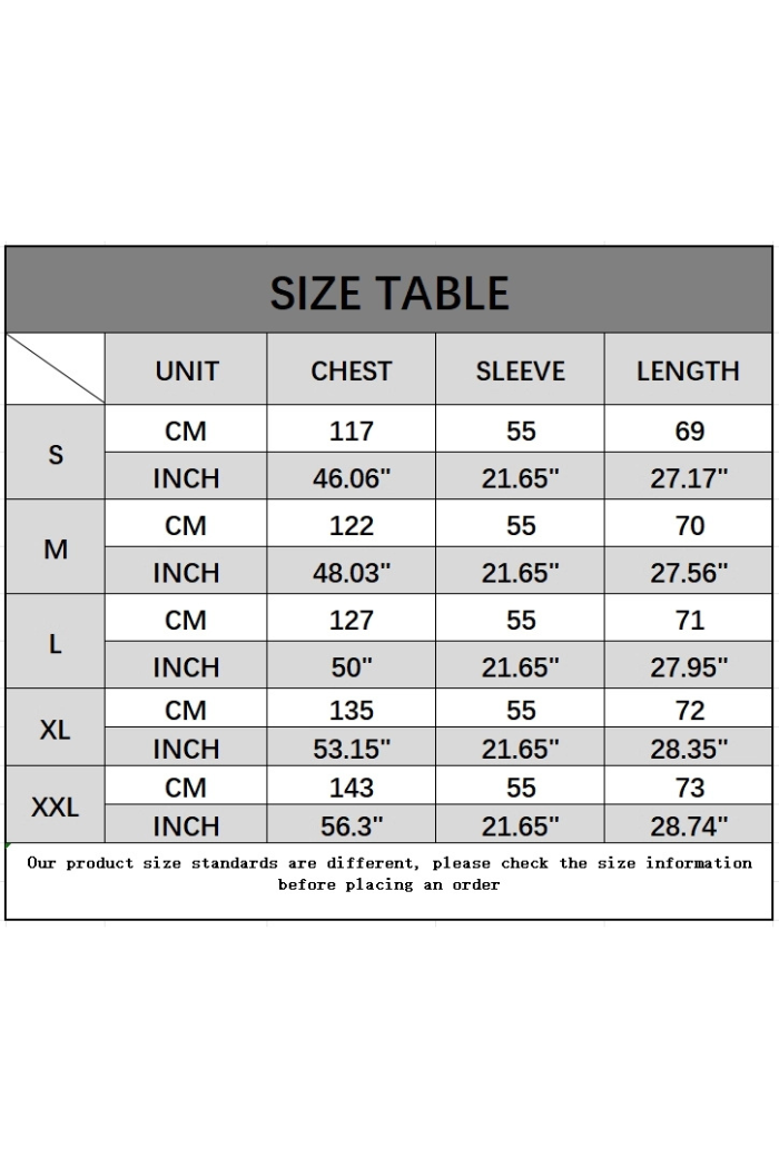 The Relaxed Stripe Sweatshirt size chart lists chest, sleeve, and length (S–XXL) in cm/in; please review sizing details before ordering.