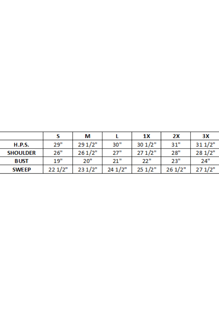 A bordered size chart for the Floral Ribbed Jumpsuit displays relaxed fit measurements from S to 3X in H.P.S., shoulder, bust, and sweep (in inches and half-inches).