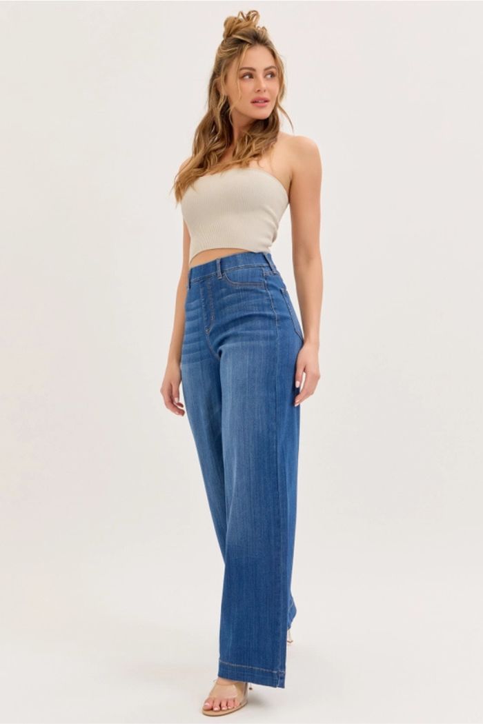 Pull-On Wide Leg Denim