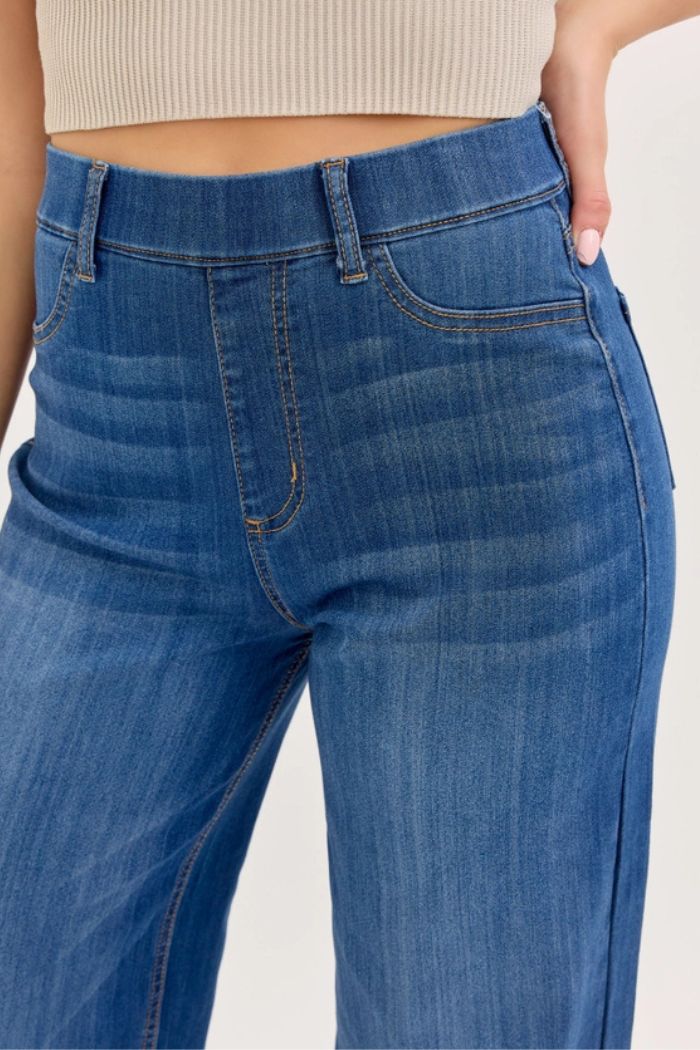 Pull-On Wide Leg Denim