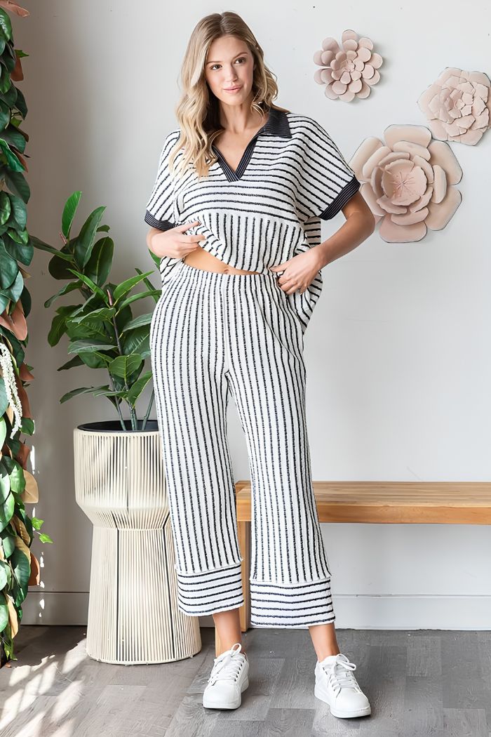Jacquard Stripe Crop Pants
