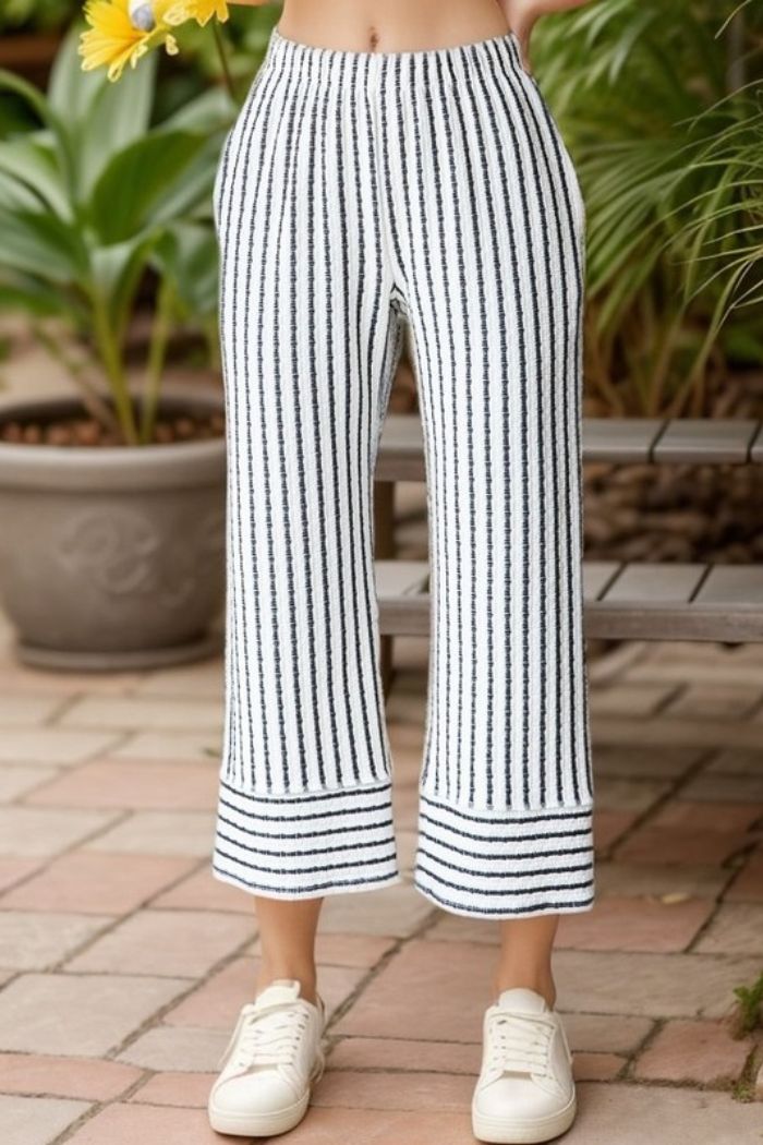 Jacquard Stripe Crop Pants