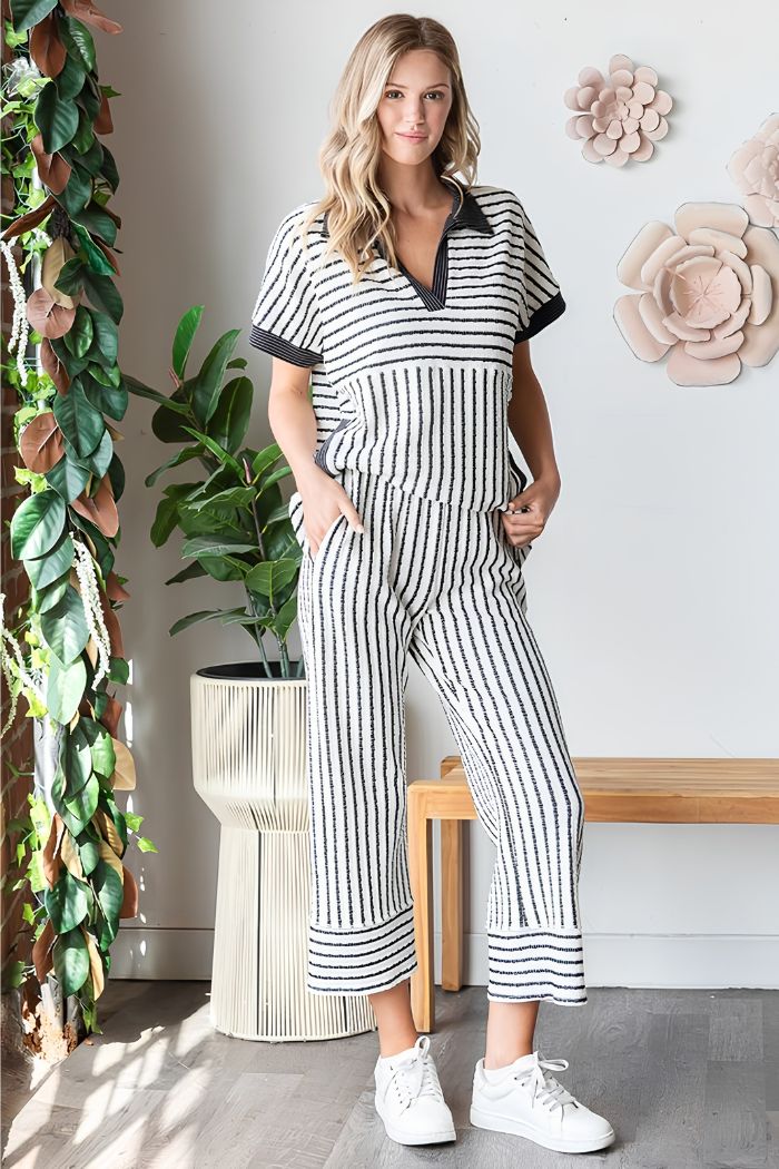 Jacquard Stripe Crop Pants