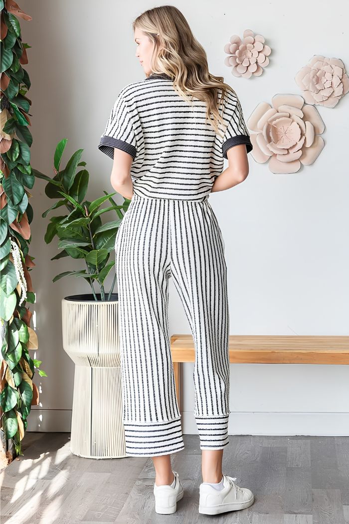 Jacquard Stripe Crop Pants