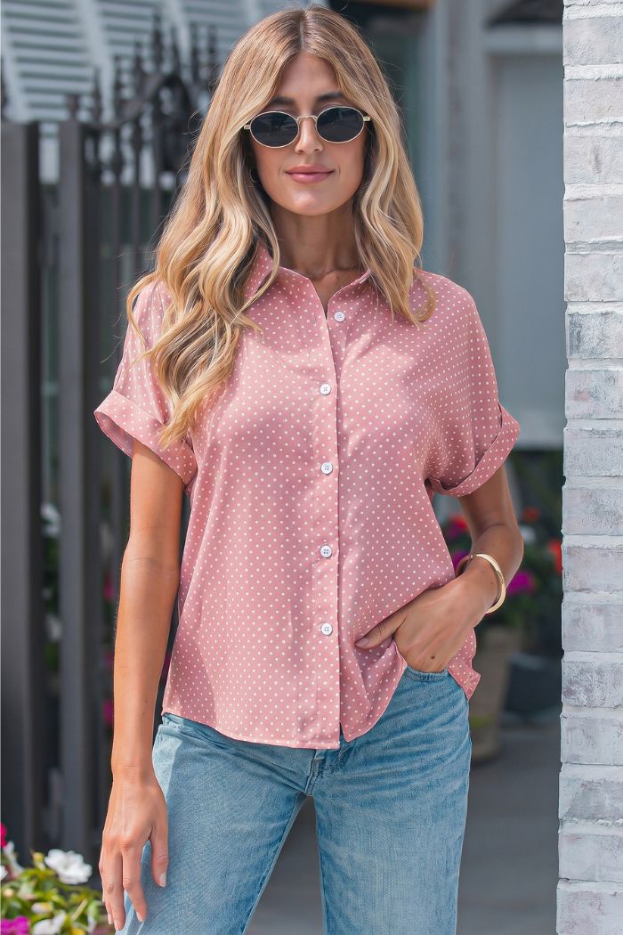 Dotted Cuff Sleeve Shirt