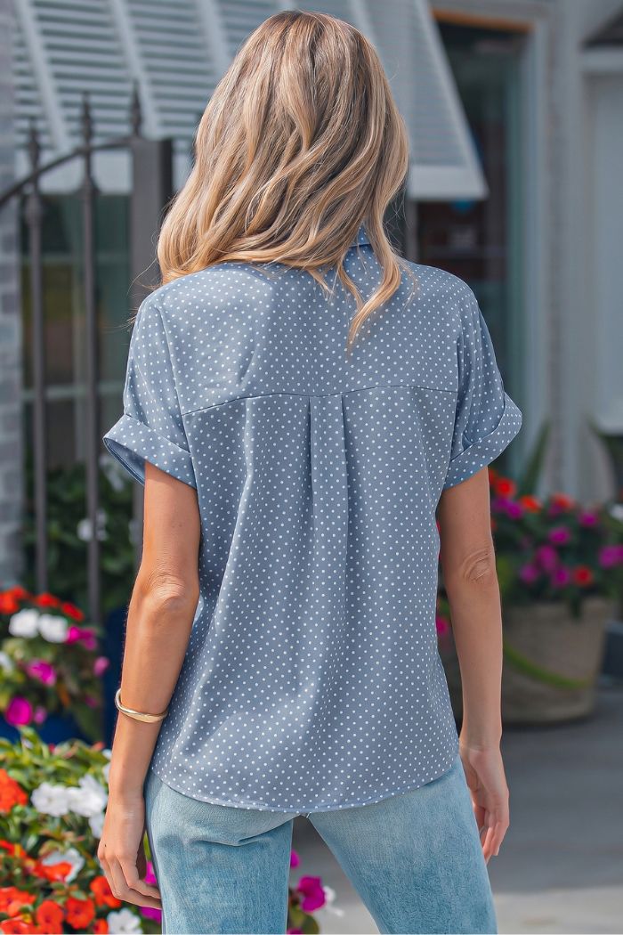 Dotted Cuff Sleeve Shirt
