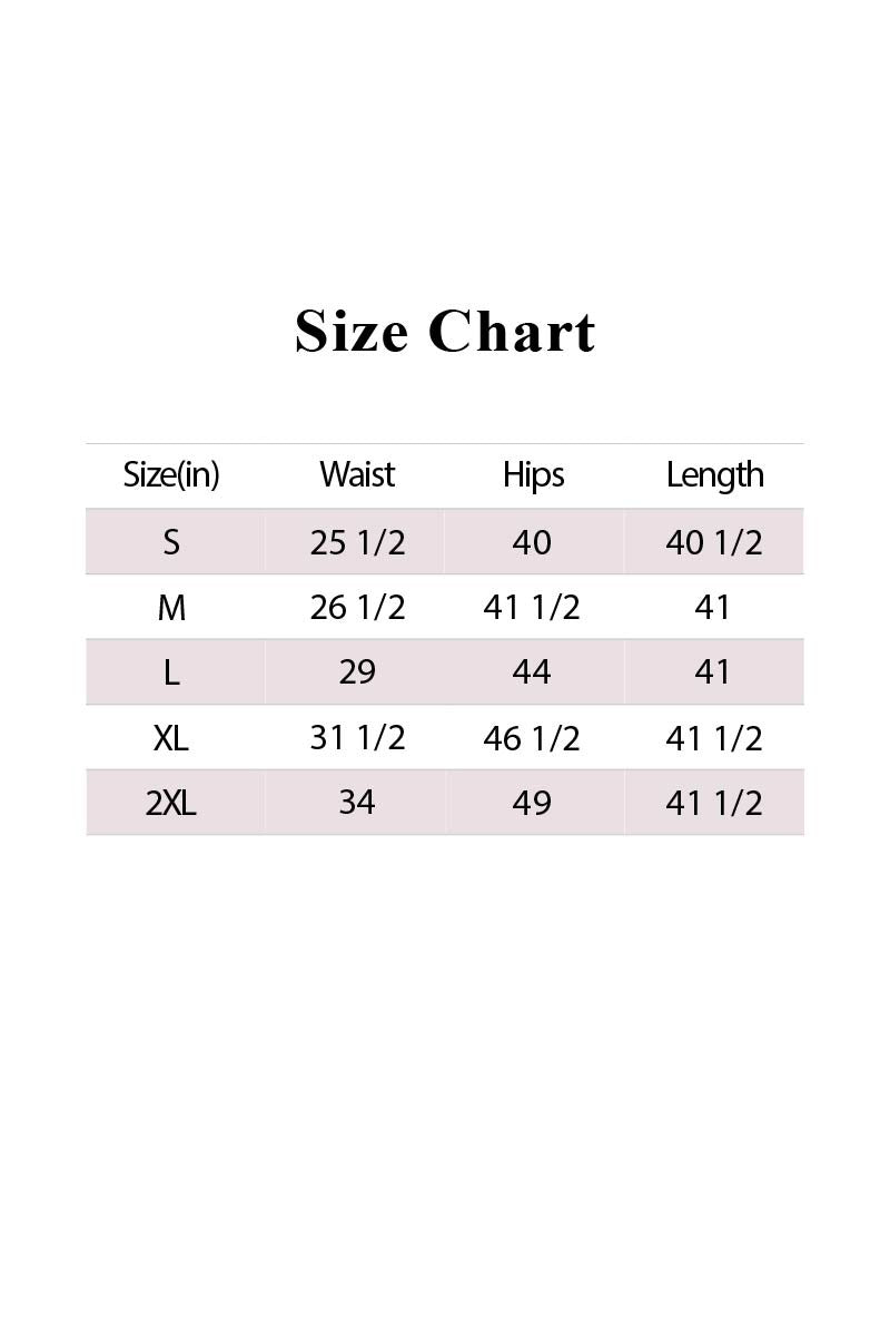 Polka Dot Wide Leg Pants size chart: S—waist 25.5", hips 40", length 40.5"; M—waist 26.5", hips 41", length 41"; L—waist 29", hips 44", length 41"; XL—waist 31.5", hips 46.5", length 41.5"; 2XL—waist 34".
