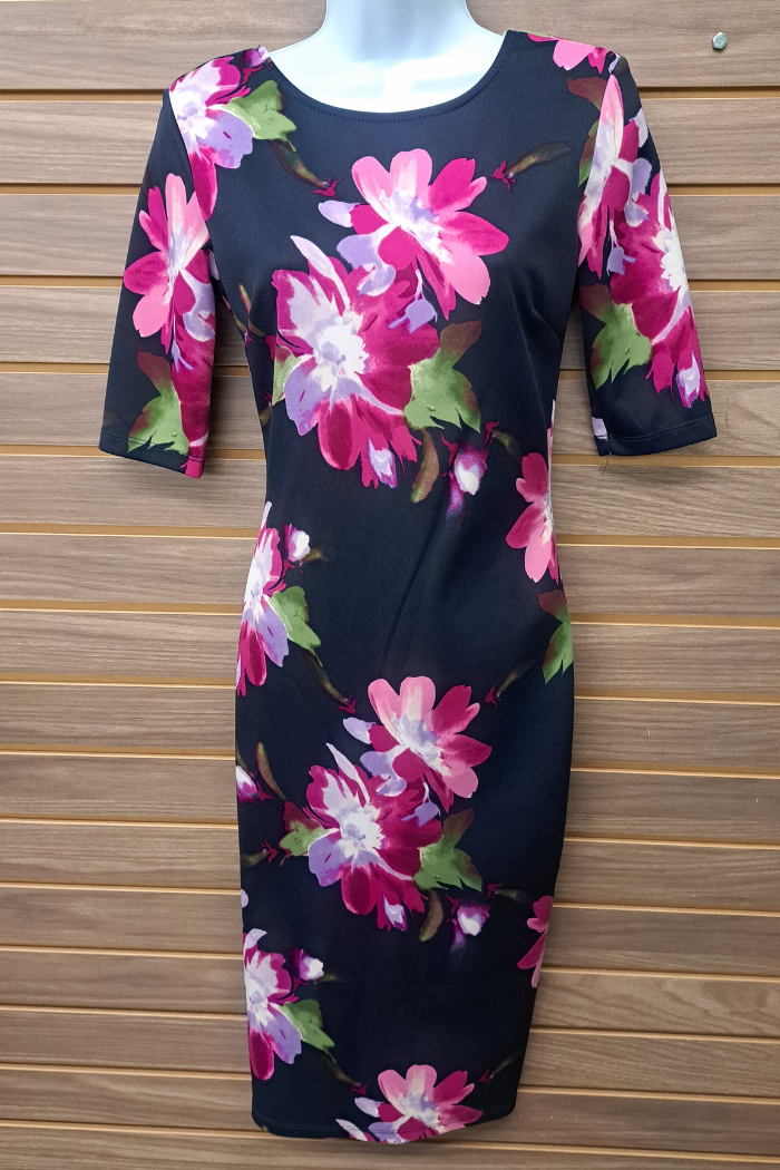 Dress long navy floral